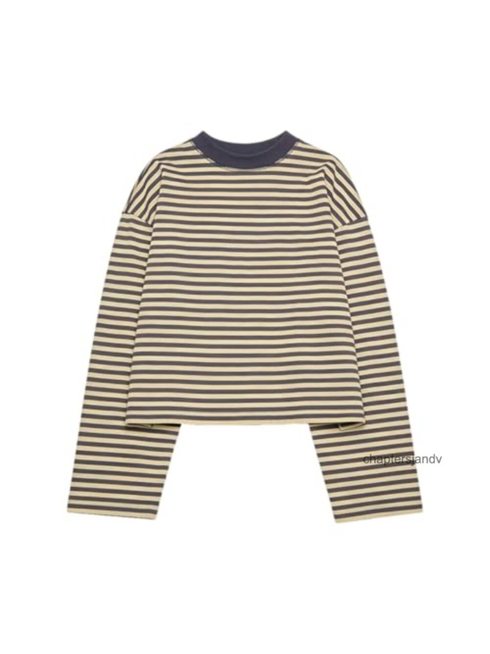 Striped Long Sleeve Crop Top Boxy Tee Streetwear Women Sweatshirt